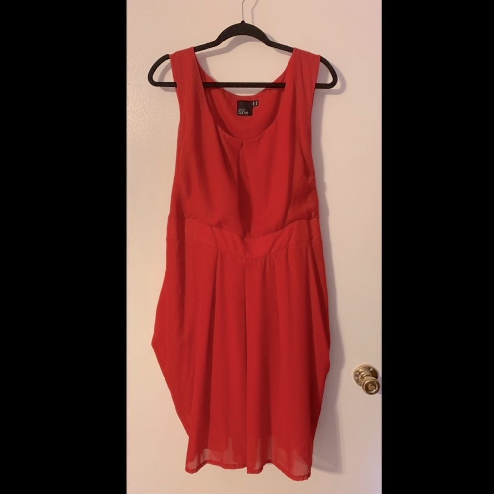 Red sleeveless asos curve dress with tie back